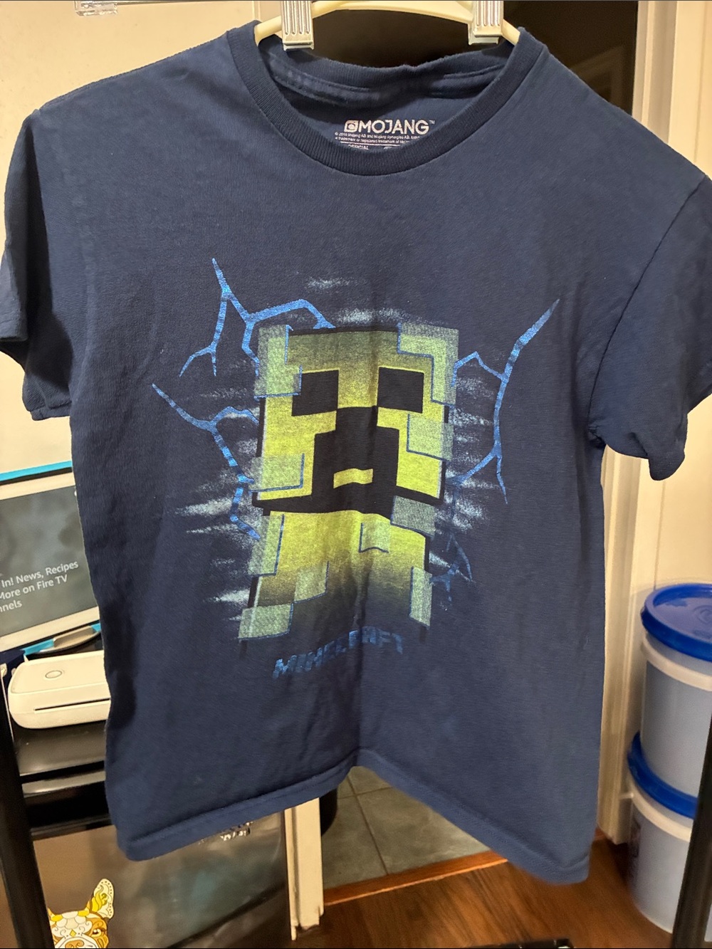 Mojang Kids' Navy Short-Sleeve Minecraft Creeper Tee